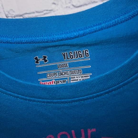under armour heat gear blue & pink shirt size YLG - Picture 3 of 4
